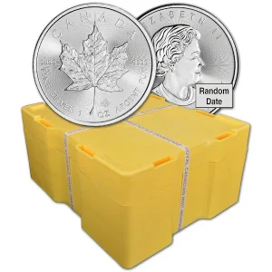 1 OZ CANADIAN SILVER MAPLE LEAF MINT SEALED BOX OF 500 — obverse