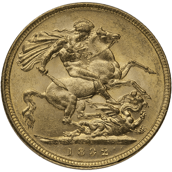 ENGLISH GOLD SOVEREIGN QUEEN JUBILEE HEAD — reverse