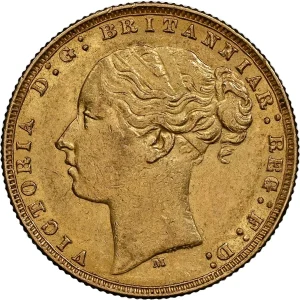 ENGLISH GOLD SOVEREIGN QUEEN VICTORIA YOUNG HEAD — obverse