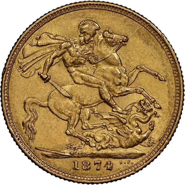 ENGLISH GOLD SOVEREIGN QUEEN VICTORIA YOUNG HEAD — reverse