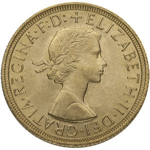 ENGLISH GOLD SOVEREIGN QUEEN ELIZABETH — obverse