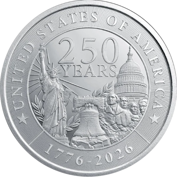 1 OZ SILVER ROUND 250TH ANNIVERSARY GOLDEN STATE MINT — obverse