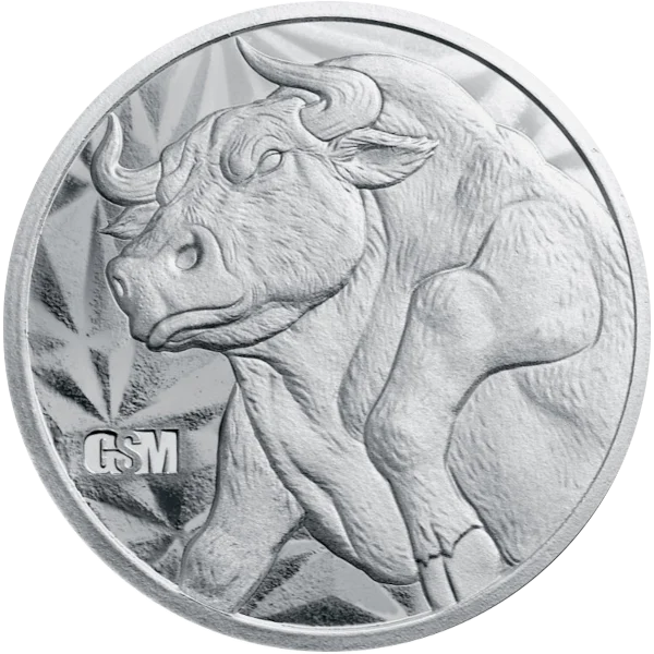 1 OZ SILVER ROUND BULL AND BEAR GOLDEN STATE MINT — obverse