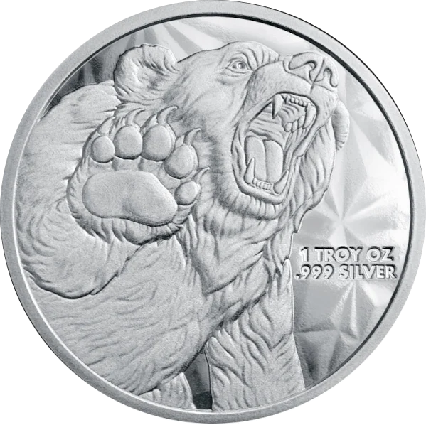 1 OZ SILVER ROUND BULL AND BEAR GOLDEN STATE MINT — reverse