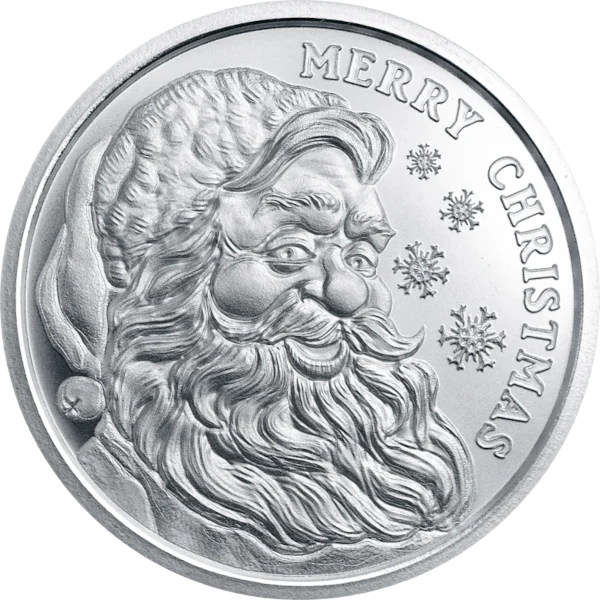 1 OZ SILVER ROUND CHRISTMAS SANTA GOLDEN STATE MINT — obverse