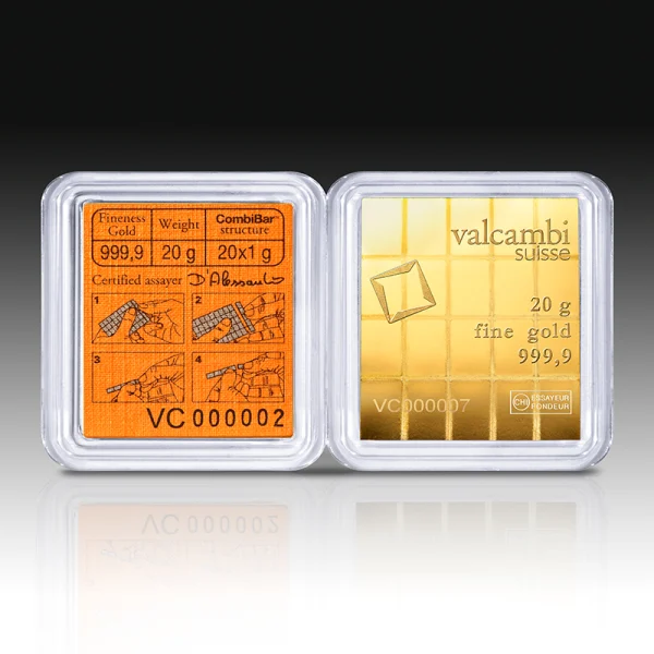 20 GRAM GOLD COMBI BAR VALCAMBI — obverse