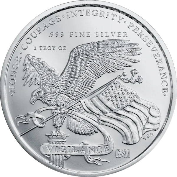 2 OZ SILVER ROUND 250TH ANNIVERSARY GOLDEN STATE MINT — reverse