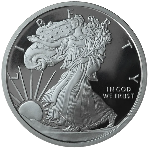 2 OZ SILVER ROUND WALKING LIBERTY GOLDEN STATE MINT — obverse