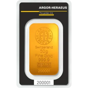 50 GRAM GOLD BAR ARGOR-HERAEUS — obverse