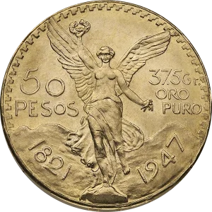 50 PESO MEXICAN GOLD COIN — obverse