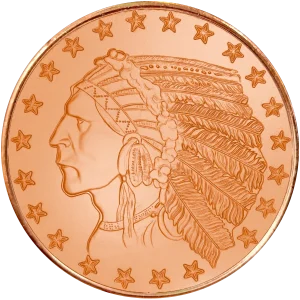 5 OZ COPPER ROUND INCUSE INDIAN — obverse