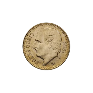 5 PESO MEXICAN GOLD COIN — obverse