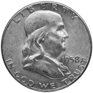 90% AMERICAN SILVER COINS - FRANKLIN HALF DOLLARS — obverse