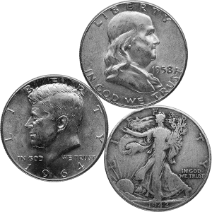 90% AMERICAN SILVER COINS - MIXED HALVES — obverse
