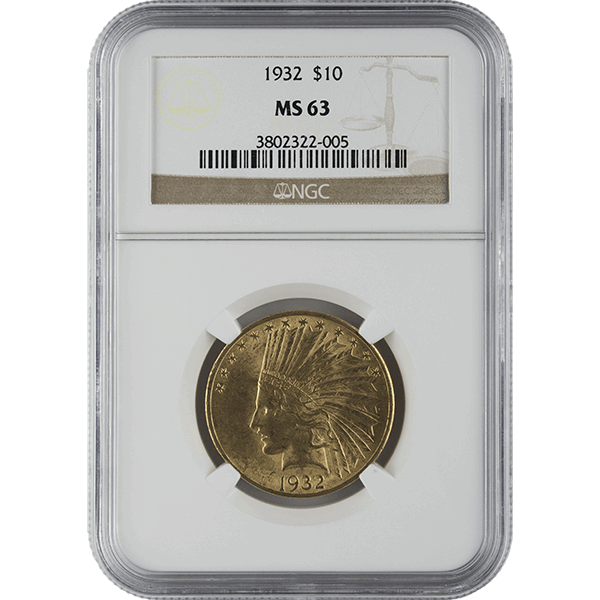 $10 U.S. GOLD INDIAN NGC63 — obverse