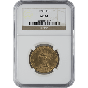 $10 U.S. GOLD LIBERTY NGC61 — obverse