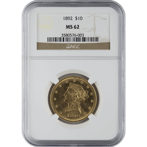 $10 U.S. GOLD LIBERTY NGC62 — obverse