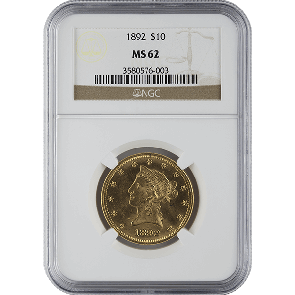 $10 U.S. GOLD LIBERTY NGC62 — obverse