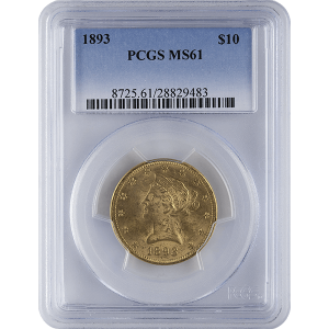 $10 LIBERTY U.S. GOLD PCGS-61 — obverse