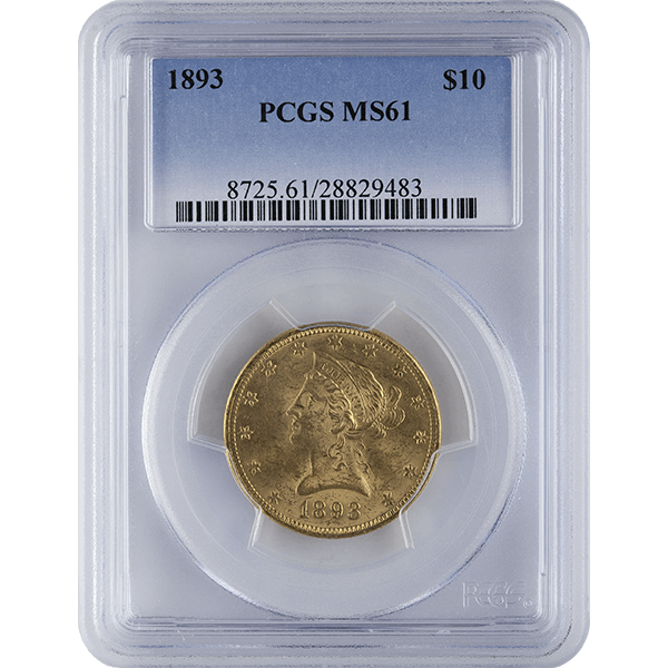 $10 LIBERTY U.S. GOLD PCGS-61 — obverse