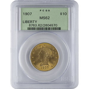 $10 U.S. GOLD LIBERTY PCGS62 — obverse