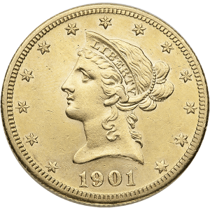 $10 U.S. GOLD LIBERTY XF — obverse