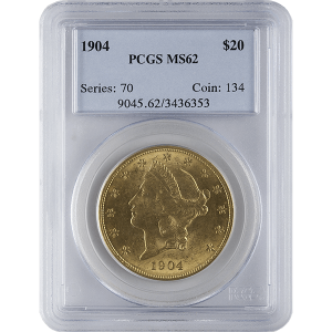 $20 U.S. GOLD LIBERTY PCGS62 — obverse