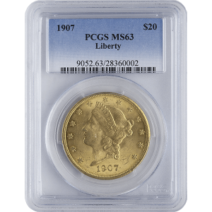 $20 U.S. GOLD LIBERTY PCGS63 — obverse