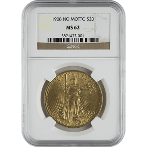 $20 U.S. GOLD SAINT NGC 62 NO MOTTO — obverse