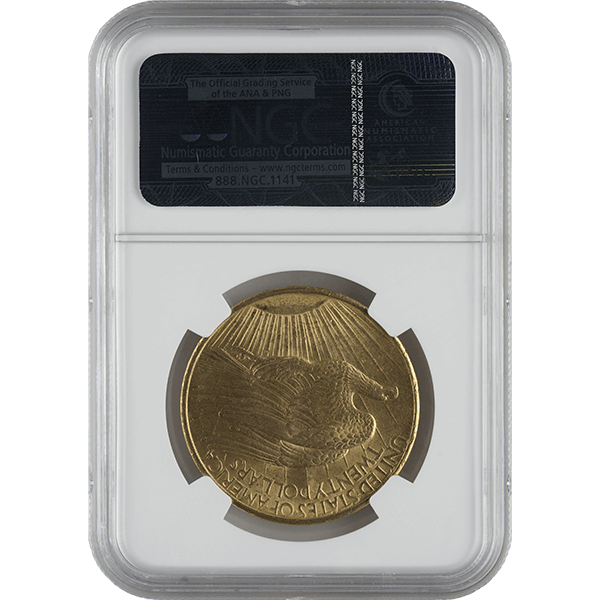 $20 U.S. GOLD SAINT NGC 62 NO MOTTO — reverse
