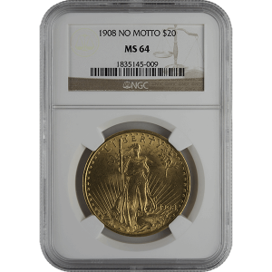 $20 U.S. GOLD SAINT NGC64 NO MOTTO — obverse