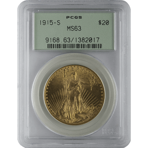 $20 U.S. GOLD SAINT PCGS63 — obverse