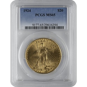 $20 U.S. GOLD SAINT PCGS65 — obverse