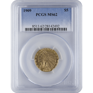 $5 U.S. GOLD INDIAN PCGS62 — obverse
