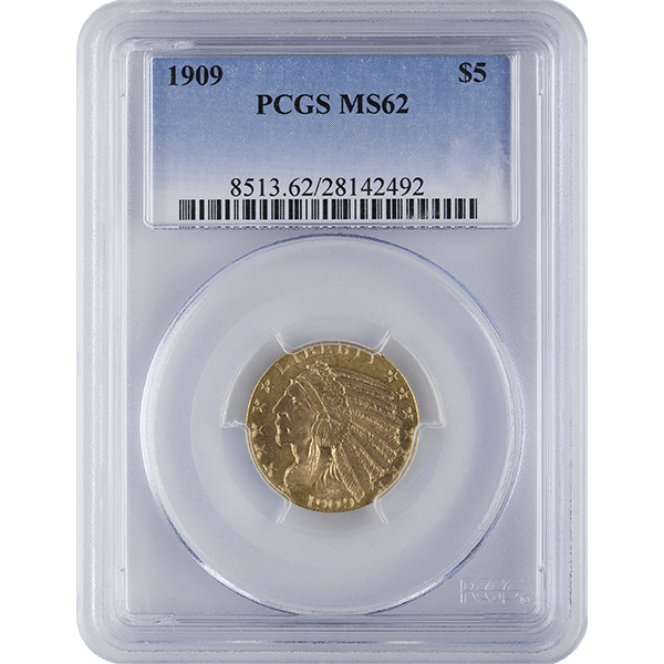 $5 U.S. GOLD INDIAN PCGS62 — obverse