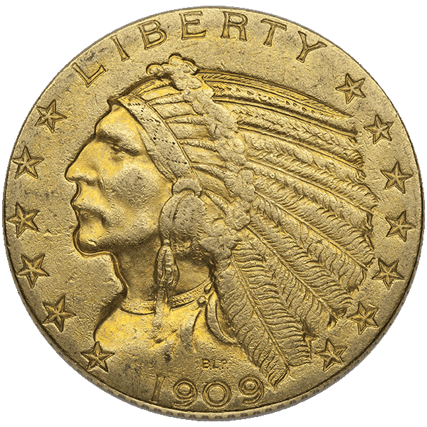 $5 U.S. GOLD INDIAN XF — obverse