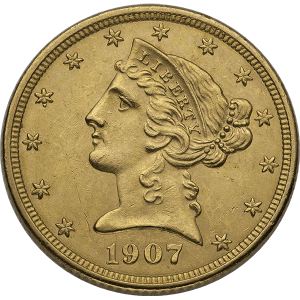 $5 U.S. GOLD LIBERTY AU — obverse