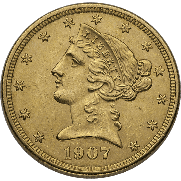$5 U.S. GOLD LIBERTY AU — obverse