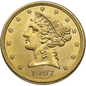 $5 U.S. GOLD LIBERTY BU — obverse