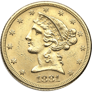 $5 U.S. GOLD LIBERTY LP — obverse