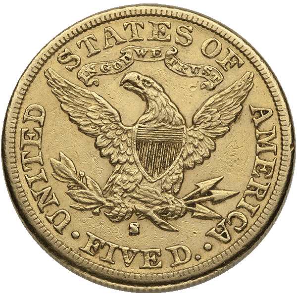 $5 U.S. GOLD LIBERTY XF — reverse
