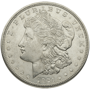 1921 AMERICAN SILVER MORGAN DOLLAR AU — obverse