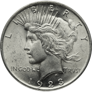 AMERICAN SILVER PEACE DOLLAR BU — obverse