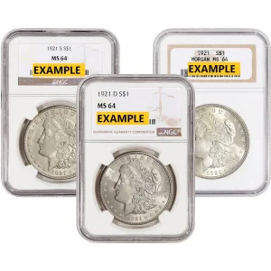 1921 AMERICAN SILVER MORGAN DOLLAR NGC64 — obverse