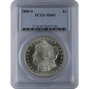 1878-1921 AMERICAN SILVER MORGAN DOLLAR PCGS65 — obverse