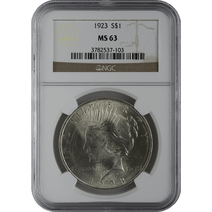 1921-1935 AMERICAN SILVER PEACE DOLLAR NGC63 — obverse