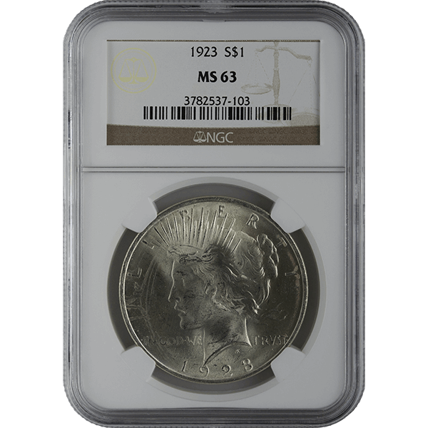 1921-1935 AMERICAN SILVER PEACE DOLLAR NGC63 — obverse