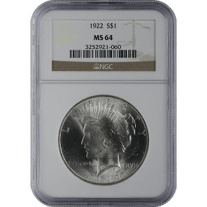 1921-1935 AMERICAN SILVER PEACE DOLLAR NGC64 — obverse