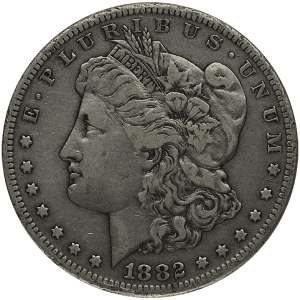 AMERICAN SILVER MORGAN DOLLAR VERY GOOD — obverse