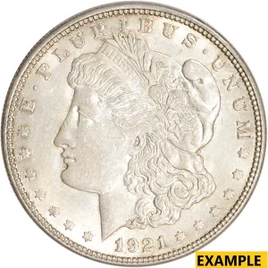 1921 $1 SILVER MORGAN D AU — obverse